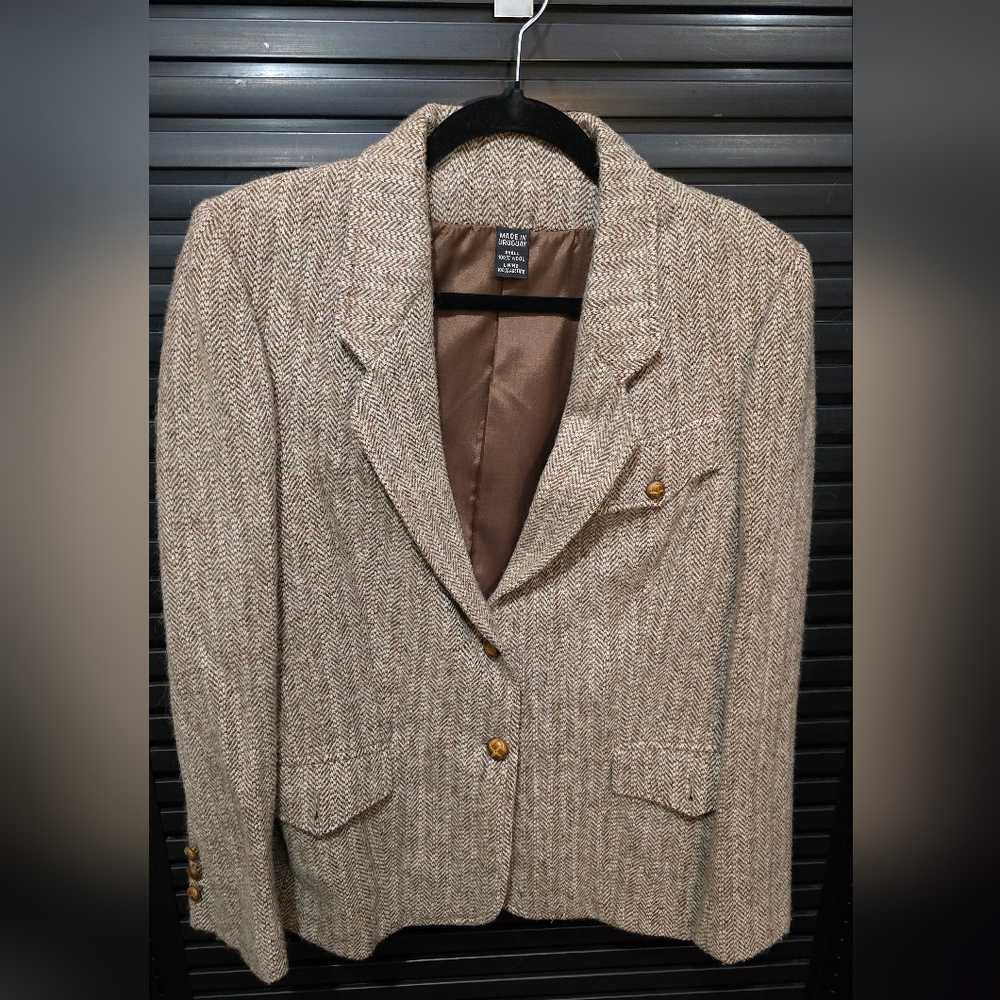 Vintage Wool Tweed Blazer Made In Uruguay Medium